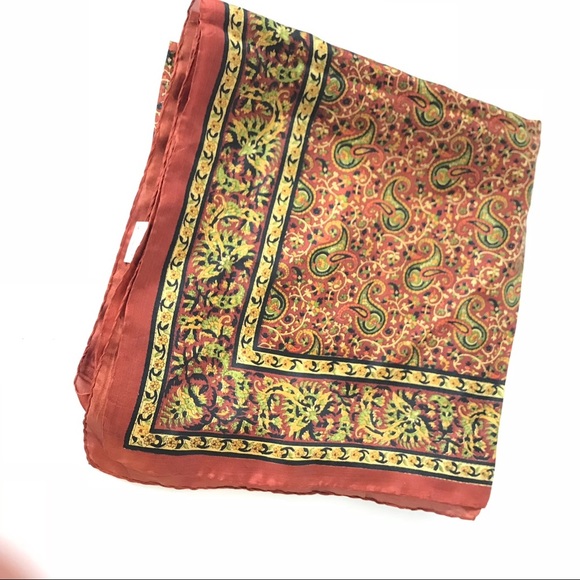 Paisley scarf head Silk Brown Yellow MCM - Picture 6 of 6